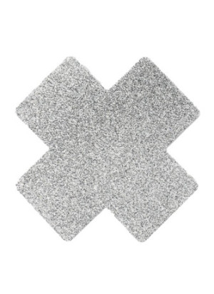 Paire de cache tétons adhésifs croix pailletée blanc - NP-1048WHT